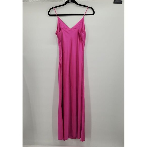 O.p.t. womens small pink Dona satin slip maxi dress polyester blend barbie - Picture 2 of 14